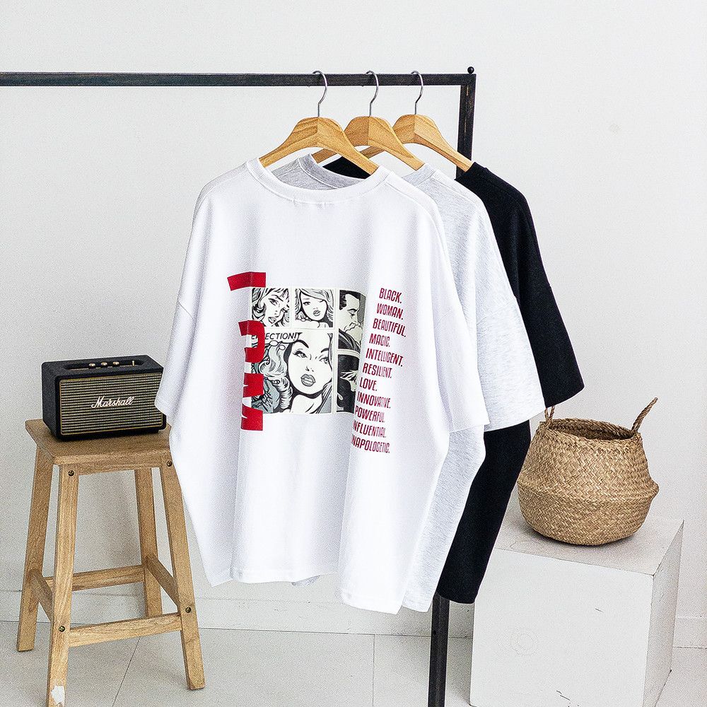 제이엘핏 제이엘핏 / 남녀공용 카툰 아이엠 야광 스카치 박스 반팔티