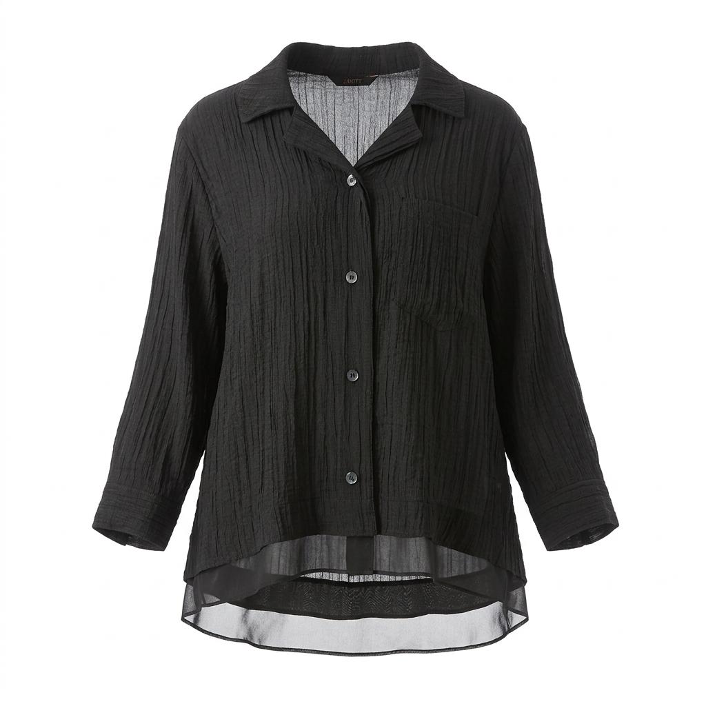 지고트 링클  시폰 레이어드 셔츠 블라우스 (JS4E0BL511)