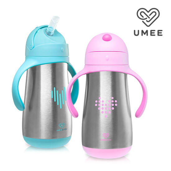 [유미][유미] 이지그립 진공단열 스텐빨대컵 보온 보냉 아기빨대컵 350ml