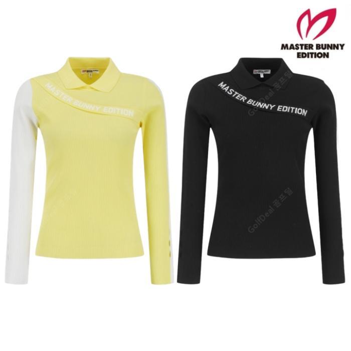 기타 MASTER BUNNY 여성 사선 로고 패널 골조직 칼라 니트 421E1SR207