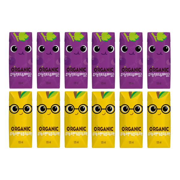 롯데칠성 기타 (패플) [규_식품]오가닉유기농 트니 지니 125ml 각6개씩 총12팩 드링크
