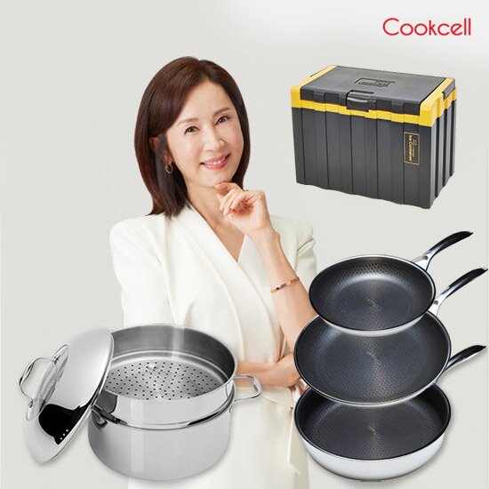 ★인기★ 블랙큐브 더블코팅 IH 스텐 프라이팬 세트 + 아이스 컨테이너 11.5L