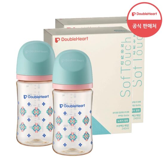[더블하트][더블하트] 3세대 240ml 헤리티지 트윈팩  2개 (젖병4개/노꼭지)