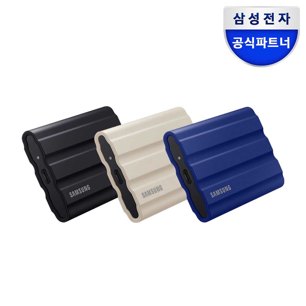 삼성전자 [클릭시 5% 쿠폰]  삼성전자 삼성 공식인증 포터블 외장 SSD T7 실드 2TB MU-PE2T0 (정품) 블랙/블루/베이지