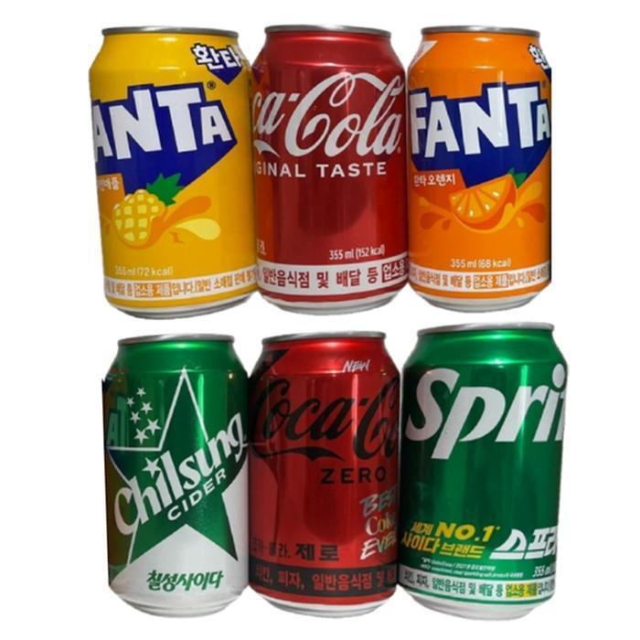 셀러허브 식품 뚱캔 업소용 환타 오렌지 파인애플 칠성사이다 코카콜라 코카콜라 제로 스프라이트 355ml x 각 8