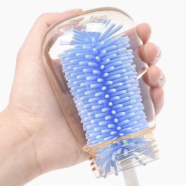 오너클랜 2종세트 회전 실리콘 세척솔 색상랜덤 젖병솔