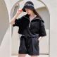 [누브][정상가 129000원][누브] Wide Collar Half Sleeve T-Shirts Set Up - Black