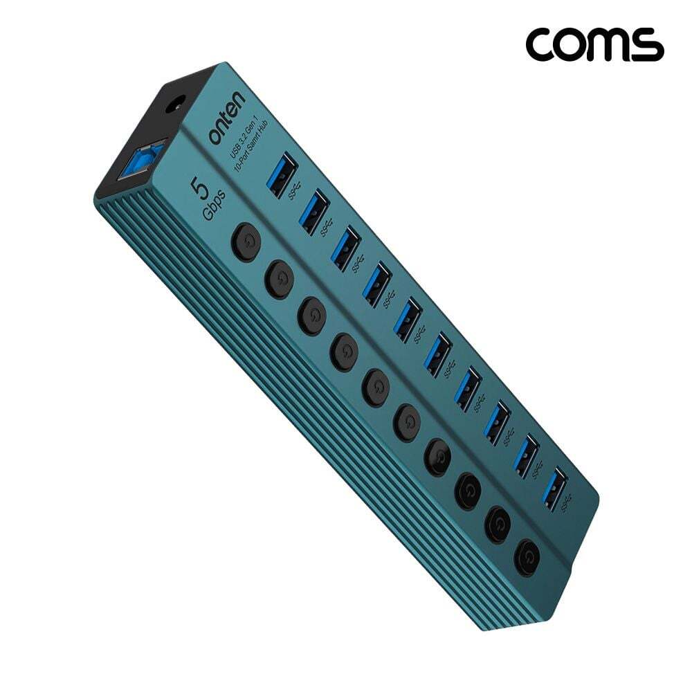 지오벤처스 COMS USB 3.0 개별스위치 10포트 멀티 USB허브(어댑터포함)