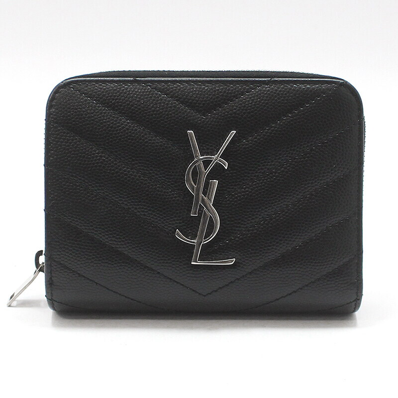 생로랑/병행수입 생로랑 [중고명품] 403723 블랙 마틀라세 모노그램 컴팩트 은장 반지갑