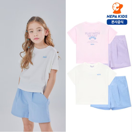 [네파키즈(아동)]24 S/S 여아 쁘띠볼 반팔세트 KK45952 (정상가 89000원)