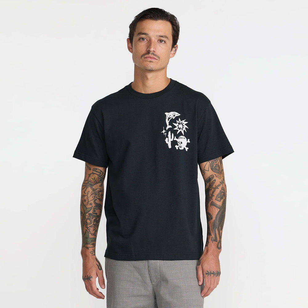 RVCA(스포츠) X DANI 남성 MILLER HIGH ON LIFE 반팔 티셔츠 VG31ST058BLK