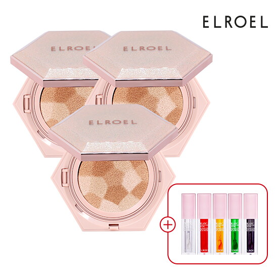 [엘로엘(화장품)][엘로엘] NEW 블렌딩 콤팩트 쿠션(기본) 1+1+1+립오일 1종_ELROEL