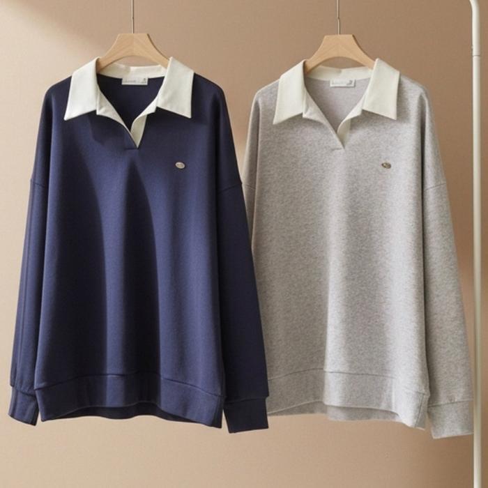 셀러허브 여성 빅사이즈티 X290L602 너드걸트임카라맨투맨 SM