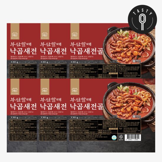 부산 할매 낙곱새 330g*6팩+소스100g*6팩+사누끼 우동면 230g*3팩