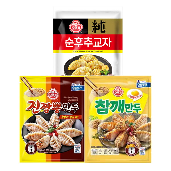 오뚜기 오뚜기 참깨만두 396g 2개 + 진짬뽕만두 396g 2개 + 순후추교자 324g 2개