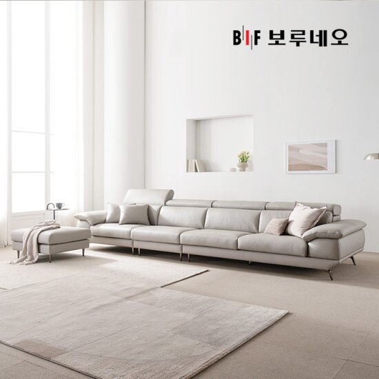 [6인용] 디아모 천연면피 통가죽 소파+스툴+쿠션2+소파테이블