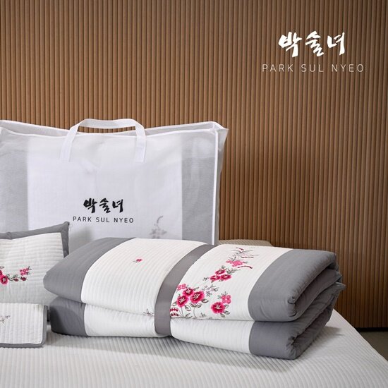 [박술녀][싱글세트]자수 광목 요세트(요커버1+요솜1+보관용끈1)