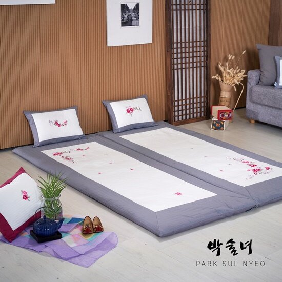 [박술녀][싱글세트]자수 광목 요세트(요커버1+요솜1+보관용끈1)