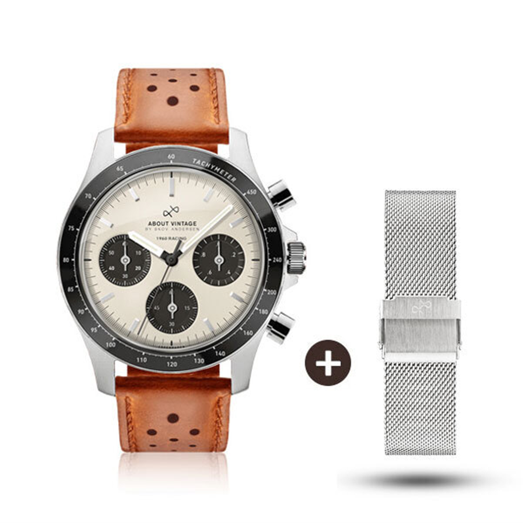 에이브이86 AV86 스코브 안데르센 시계 가죽 1960 WB 화이트 블랙