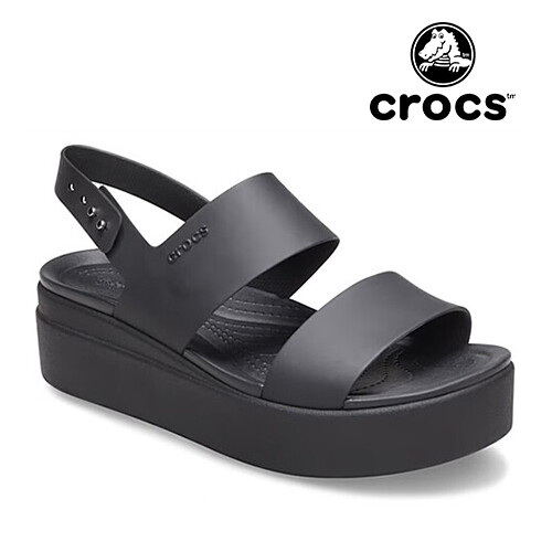 크록스 [크록스] 여성 브루클린 로우 웨지 / 206453-060 블랙 / Crocs Brooklyn Low Wedge 키높이샌들 웨지샌들