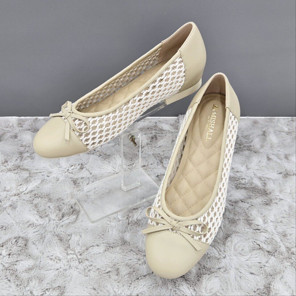 미셸 탠디 (패플) [탠디]패턴 콤비 리본 플랫슈즈 X2HF50YP59 G-BEIGE 2SD_JJ