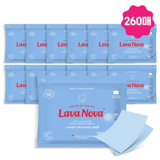 [라바노바]★장당최저가★ 독일 과학 시트세제 13팩 총 260매(20매 * 13팩) + 포토리뷰시 한팩 더 증정