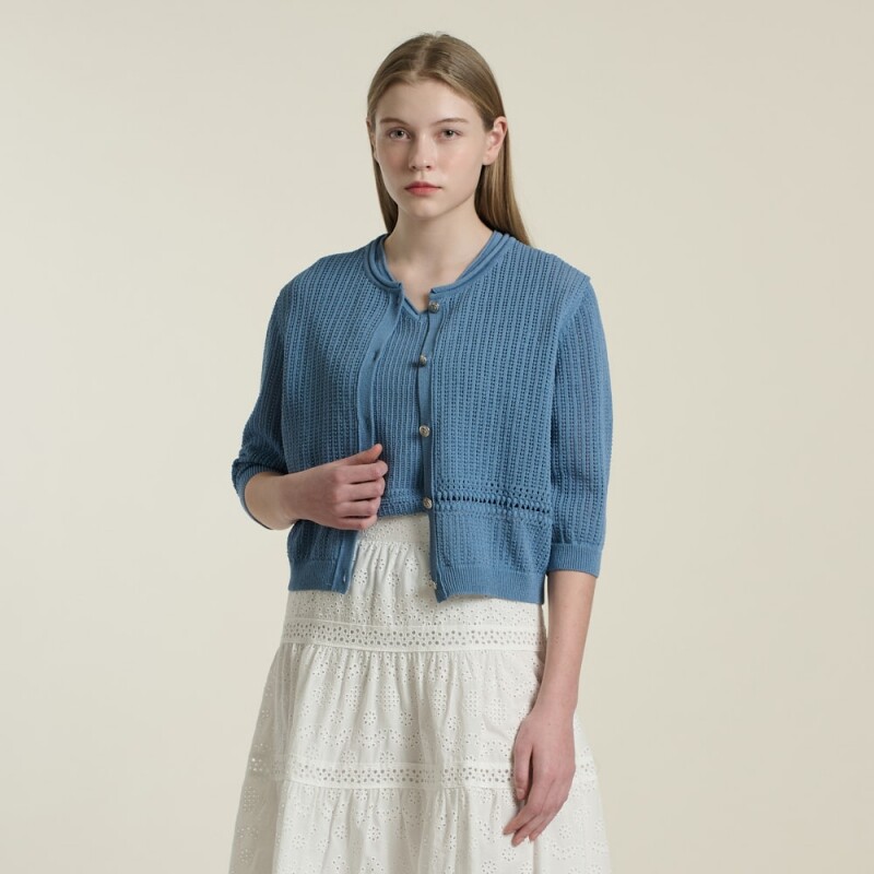 상세참조 비씨비지(아울렛) 크로셰 트윈 라운드넥 가디건 B6B4K117