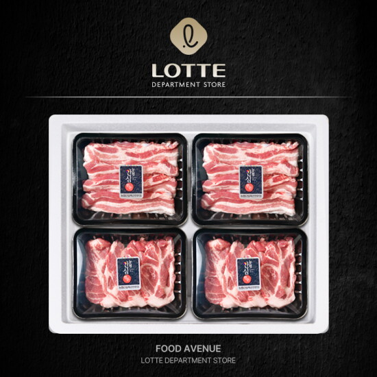 [팸쿡(식품)](롯데백화점) 농협안심한돈 구이 3호 선물세트 2kg (삼겹살2팩/목살2팩)