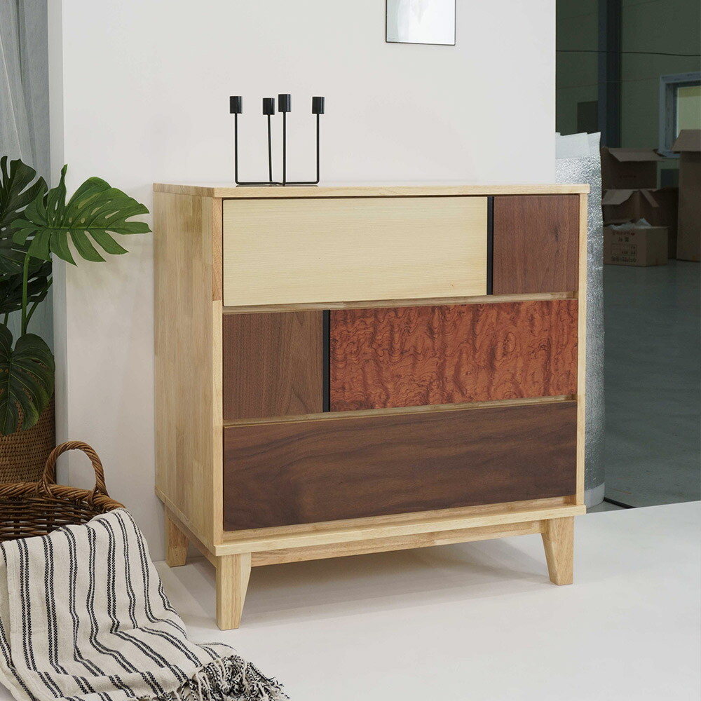 우아미아이 [우아미가구]데네트 고무나무 원목 3단 서랍장 800