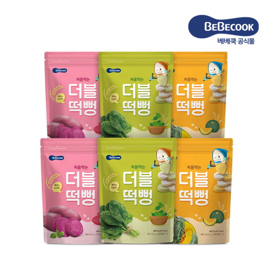 [베베쿡][비밀 혜택] 처음먹는 더블떡뻥 6개 (단호박/고구마/시금치)