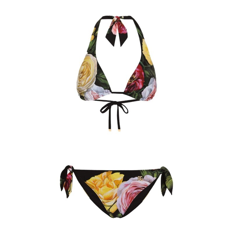 DOLCE & GABBANA 돌체앤가바나 돌체앤가바나 로즈 앤 피오니 프린트 패디드 트리아앵글 비키니 O8A54J FSG9R HN5IY