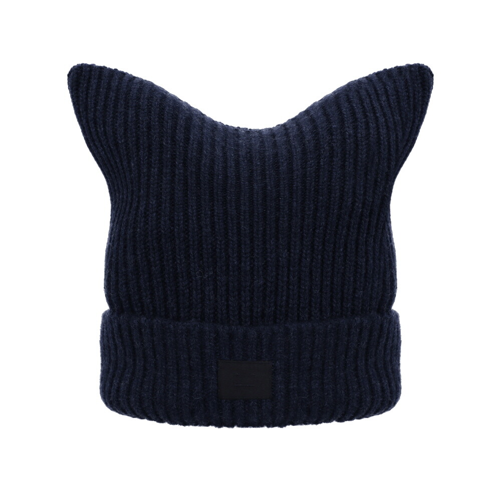 아크네 아크네 스튜디오 [아크네] 남녀공용 페이스 로고 패치 비니 모자(C40426 NAVY MELANGE)