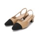 [포멜카멜레]앞코 콤비 슬링백 BEIGE 4cm