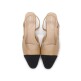 [포멜카멜레]앞코 콤비 슬링백 BEIGE 4cm