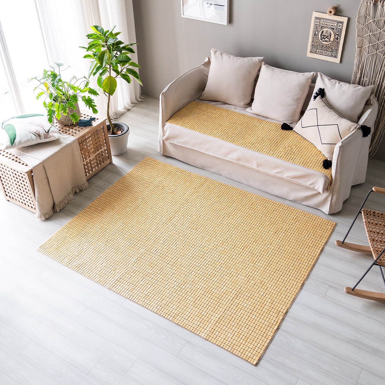 (주)한빛아이티씨 한빛카페트 [한빛카페트]13mm 내츄럴 대나무 마작자리 침대마작 135x180cm 더블