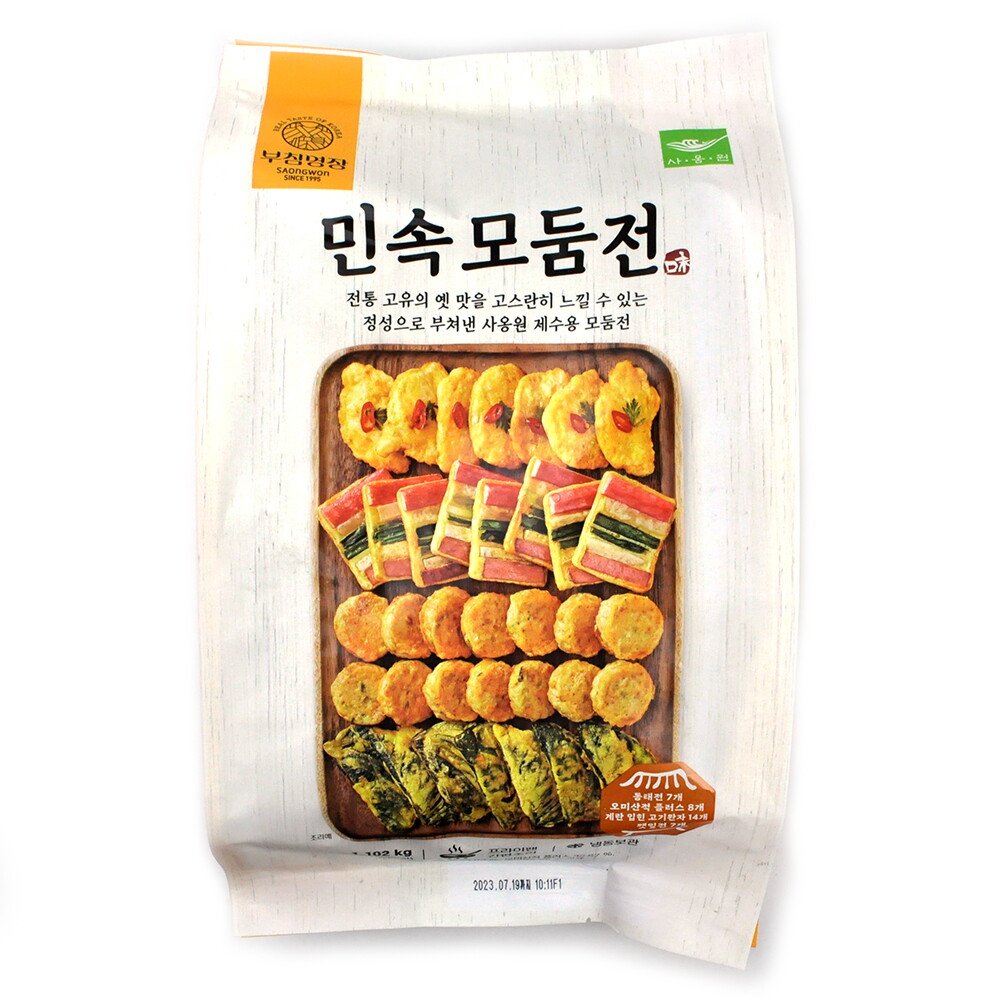 (주)사옹원 대소공장 기타브랜드 코스트코 사옹원 민속 모둠전 1102g 모듬전 고기완자 오미산적 동태전 깻잎전