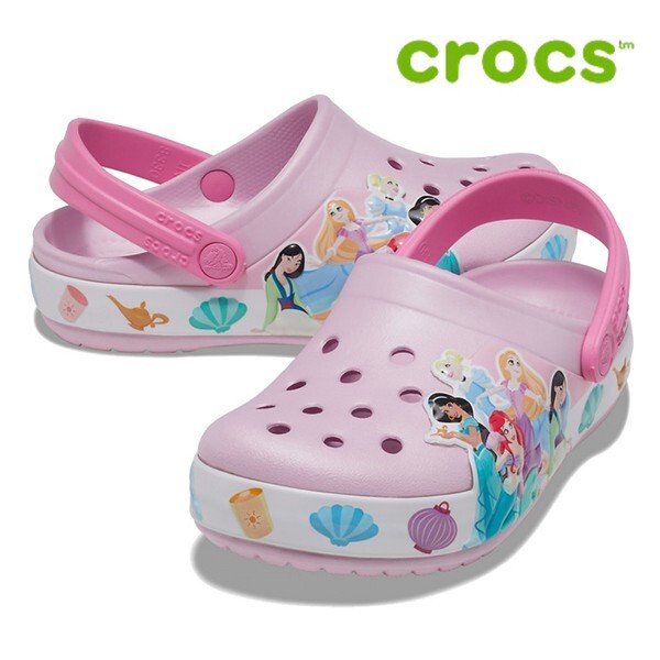 [하프클럽/크록스]크록스 아동 샌들 /G48- 207076-6GD / Kids Crocs Fun Lab Disney Princess Lights Clog Ballerina Pink
