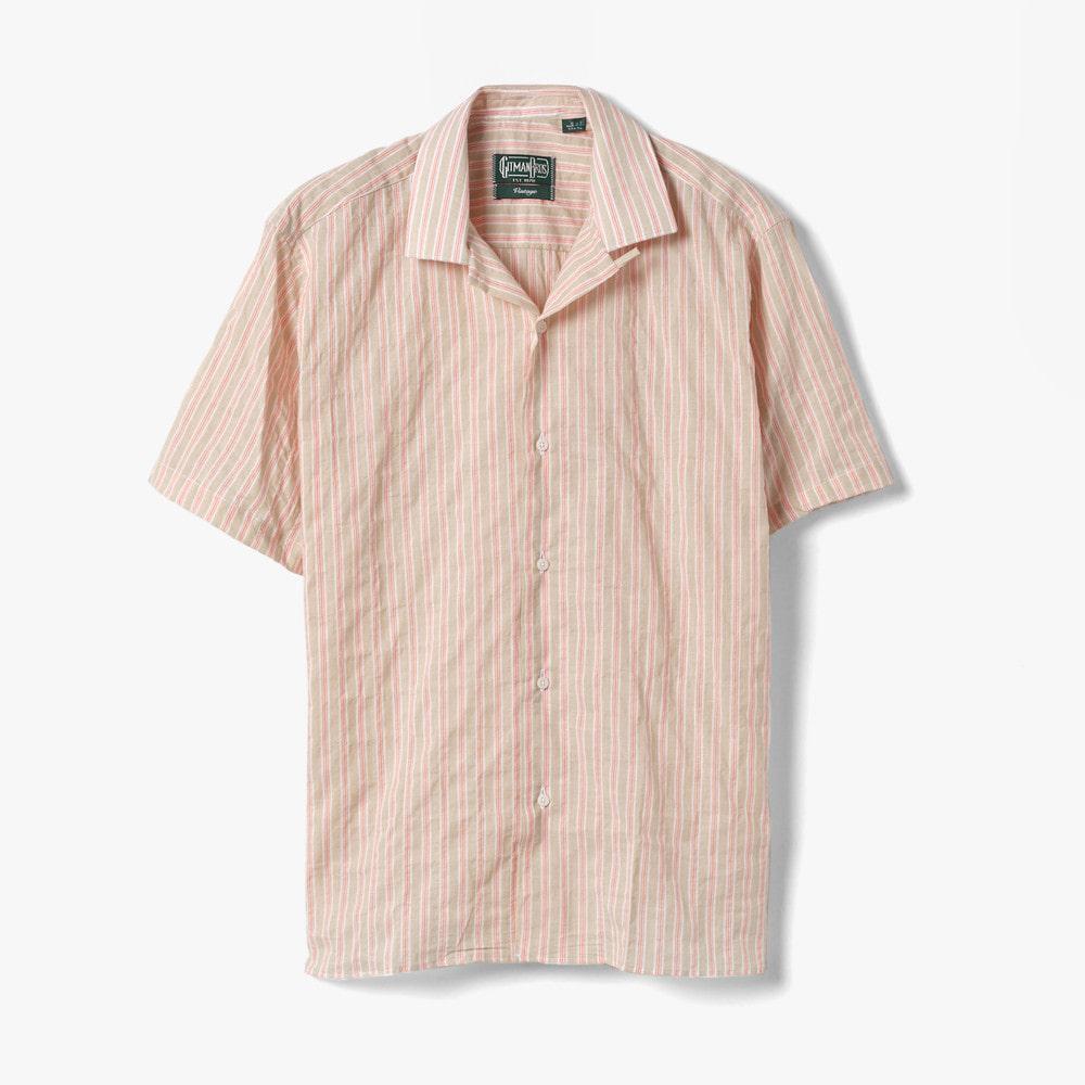 상세참조 샌프란시스코마켓 (GITMAN BROTHERS 짓먼 브라더스) CAMP SHIRT (STRIPE 3) PINK/GBF1M40002A64