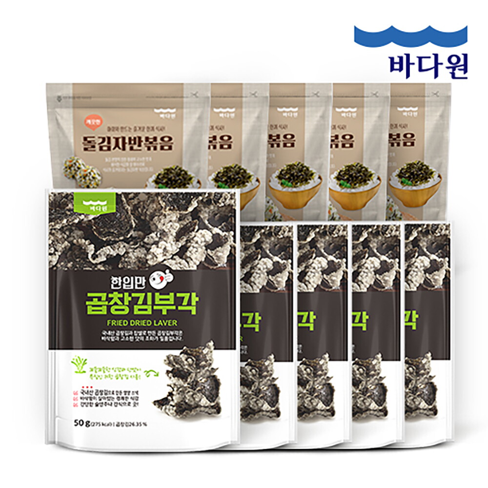 바다원(주) [바다원] 깨끗한돌김자반오리지널 40g 5봉+곱창김부각 50g 5봉