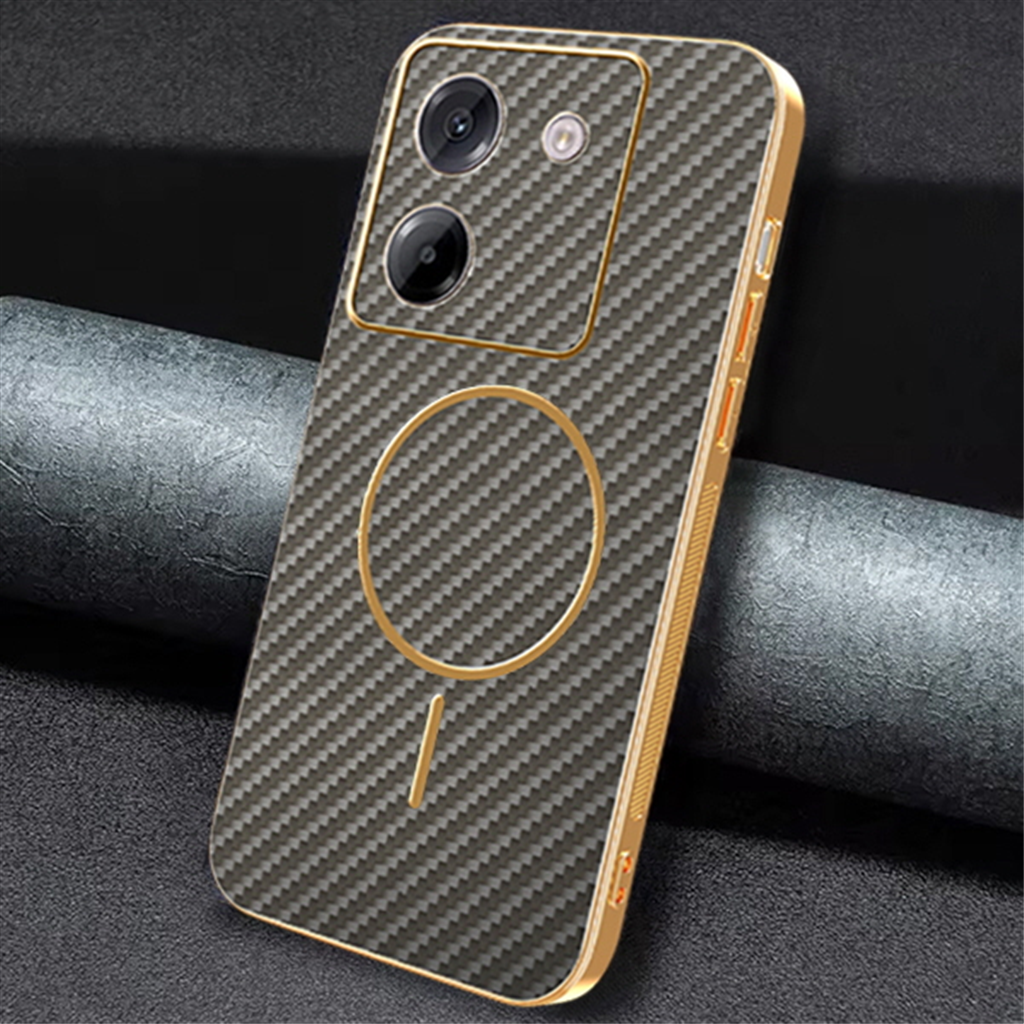 수나르 샤오미포코M7프로 5G 맥세이프 고급 카본 패턴 도금 프레임 슬림 핸드폰 케이스