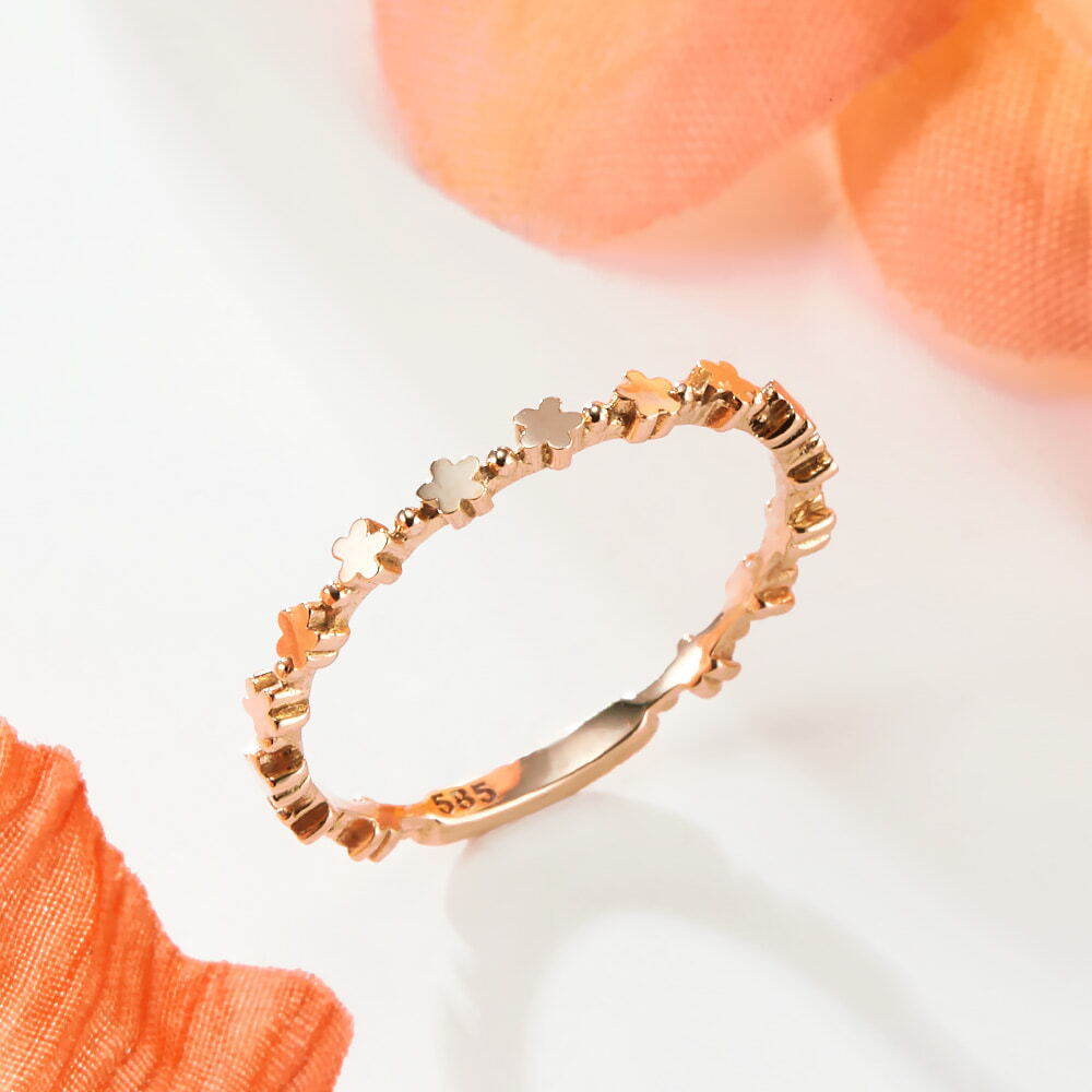 비앤비골드 [비앤비골드] 14K 쁘띠 미니 플라워 골드볼 반지 PNR41389