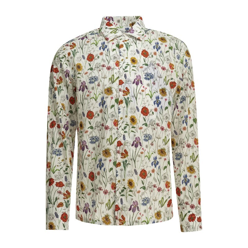 JUNYA WATANABE 준야와타나베 준야와타나베 올오버 플로럴 클래식 칼라 셔츠 WQ B013 S26 1 WH RD PRPL BLU