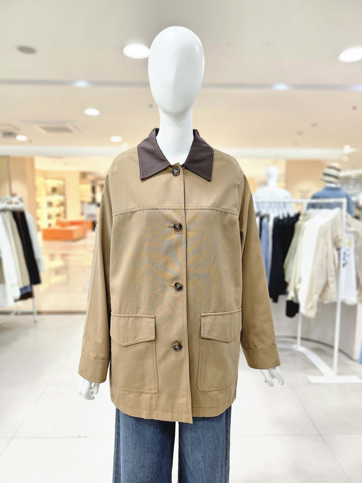 올리브데올리브 (롯데아울렛)(올리브데올리브) 하프 배색 카라 코튼 코트 (YW5AM101)