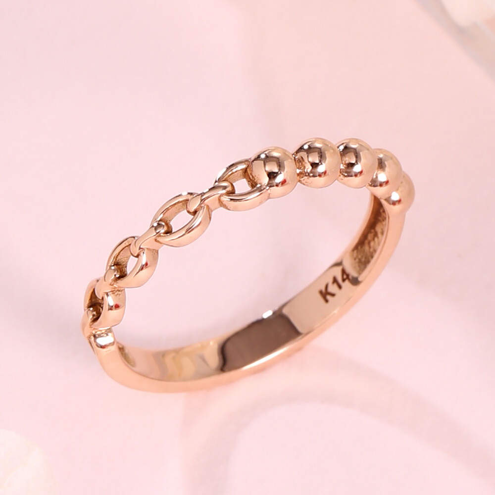 비앤비골드 [비앤비골드] 18K 언밸런스 하프 커브체인 버블 반지 RSS41597