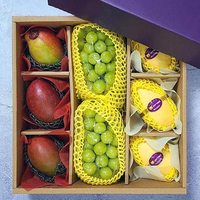 셀러허브 식품 프리미엄 망고 샤인머스켓 선물세트 8과 4kg +보자기 추석 과일 선물 세트 부모님 추석선물 세트