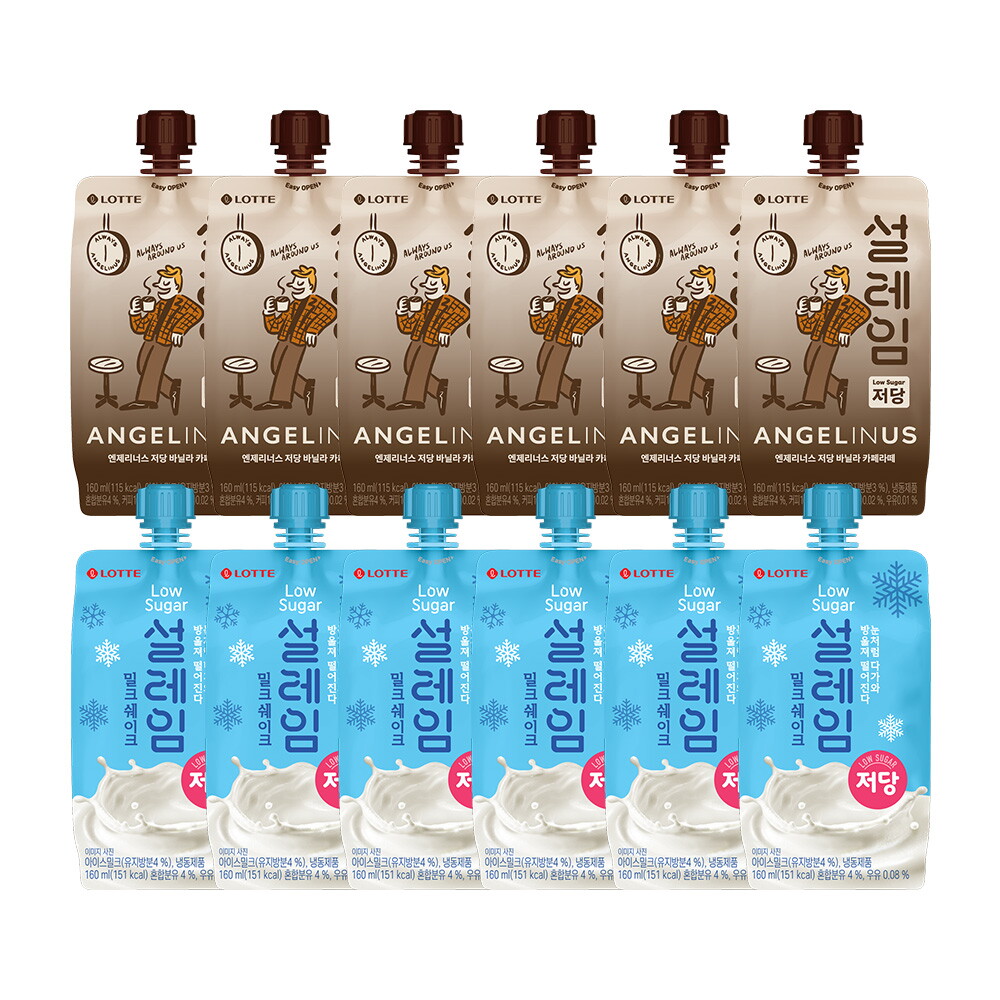 롯데웰푸드 설레임 엔제리너스 저당 카페라테x6 + 저당 밀크쉐이크x6