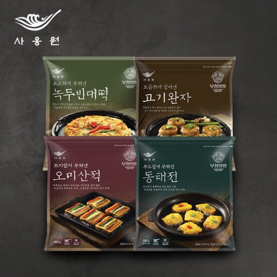 부침명장 녹두빈대떡 400g+고기완자 480g+오미산적 450g+동태전 300g