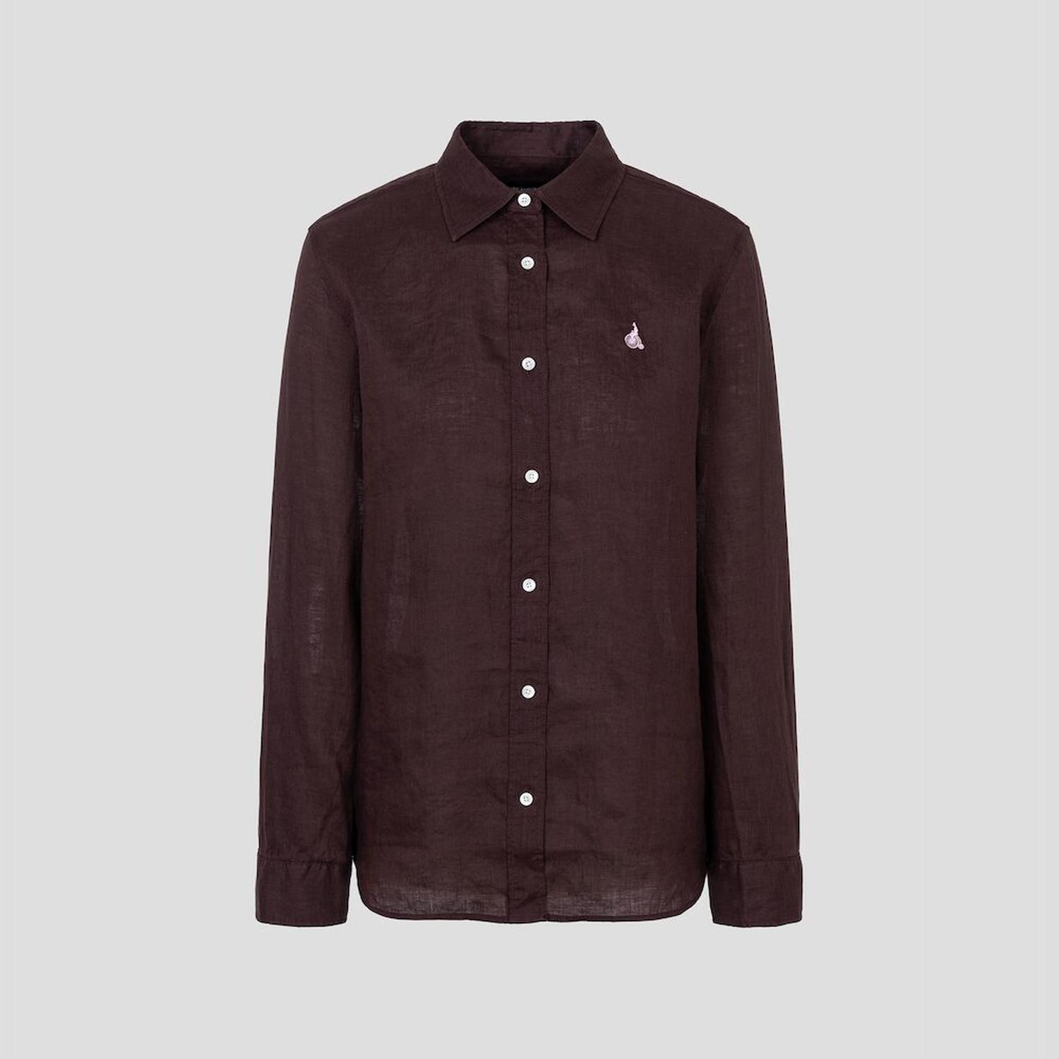 상세참조 빈폴레이디스(상반기) (Essential) 리넨 솔리드 레귤러숏 셔츠  브라운 BF6364E10D