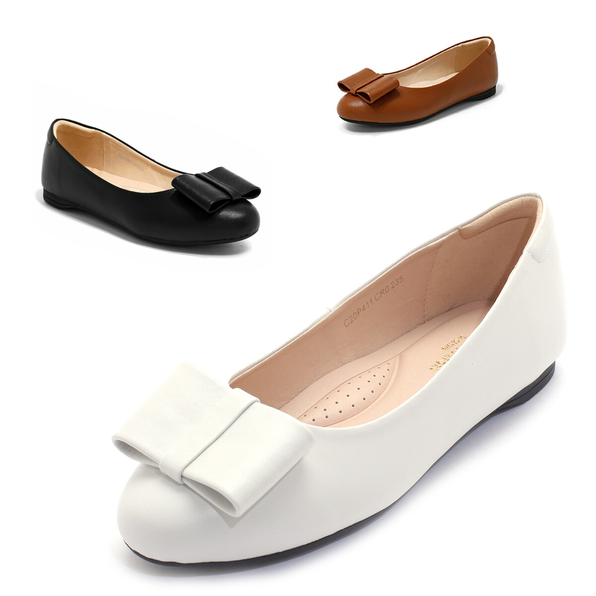SAERA [AK수원점] [세라] 여성화 컴포트 리본 플랫 C20P411 블랙 브라운 크림 1CM