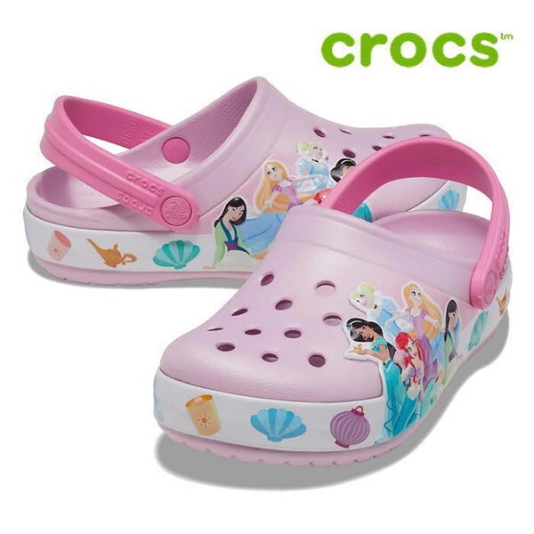 [하프클럽/크록스]크록스 아동 샌들 /46- 207076-6GD / Kids Crocs Fun Lab Disney Princess Lights Clog Ballerina Pink